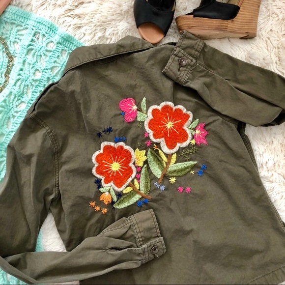 Lucky Brand Embroidered utilitarian olive Jacket - Picture 2 of 8